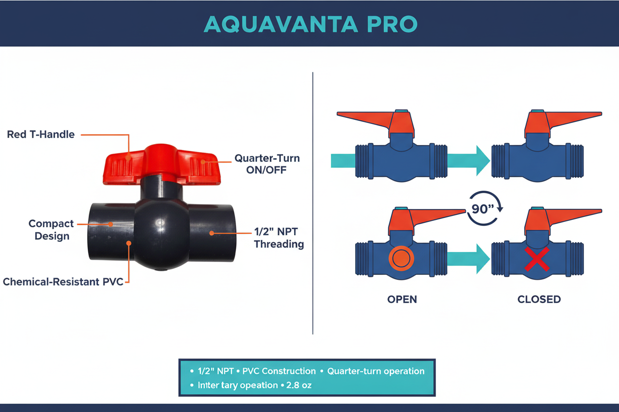 PVC Ball Valve 1/2" Diagram