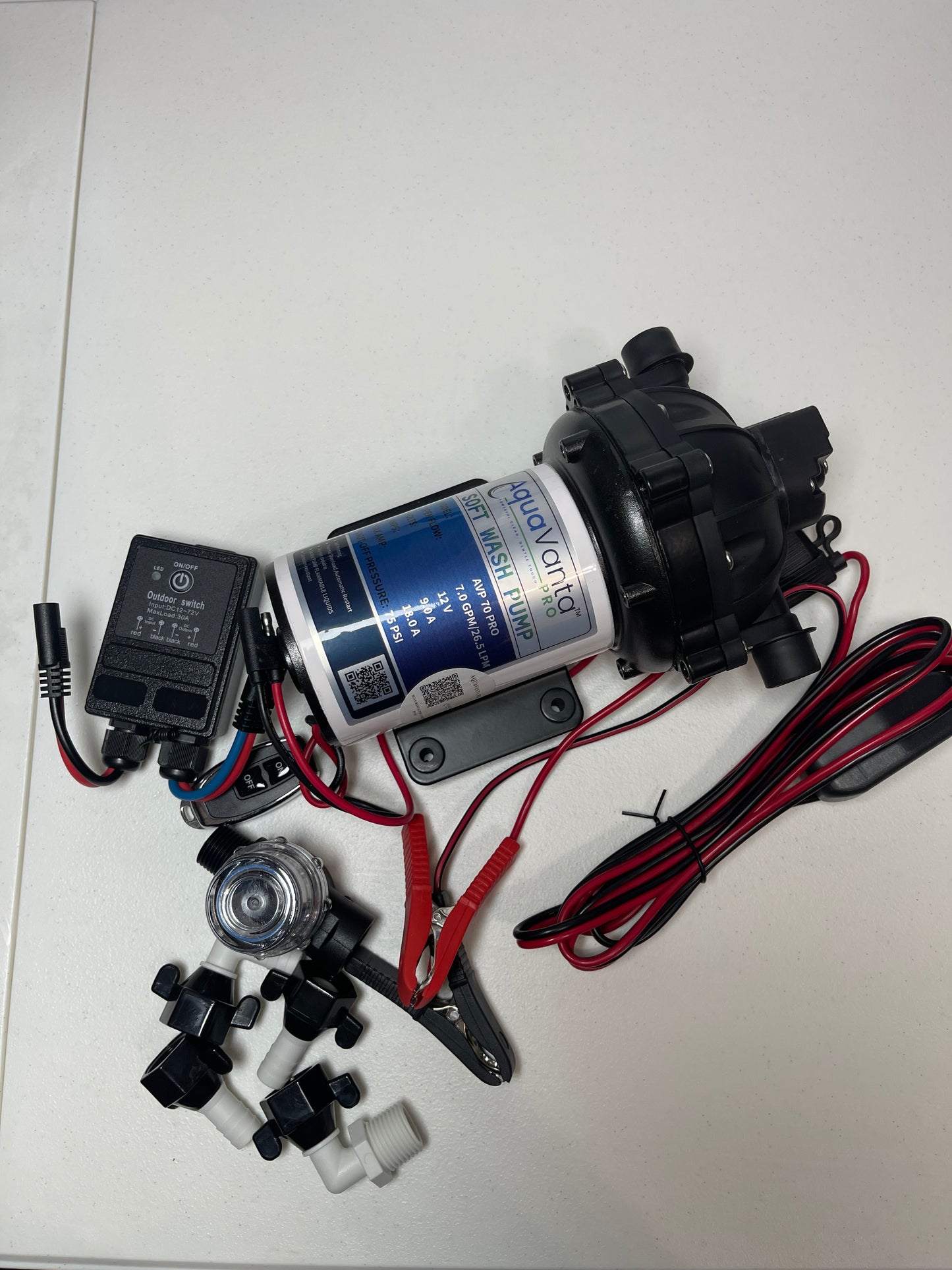 12V Automatic Soft Wash Pump Complete Kit with Remote | 7.0 GPM Professional System