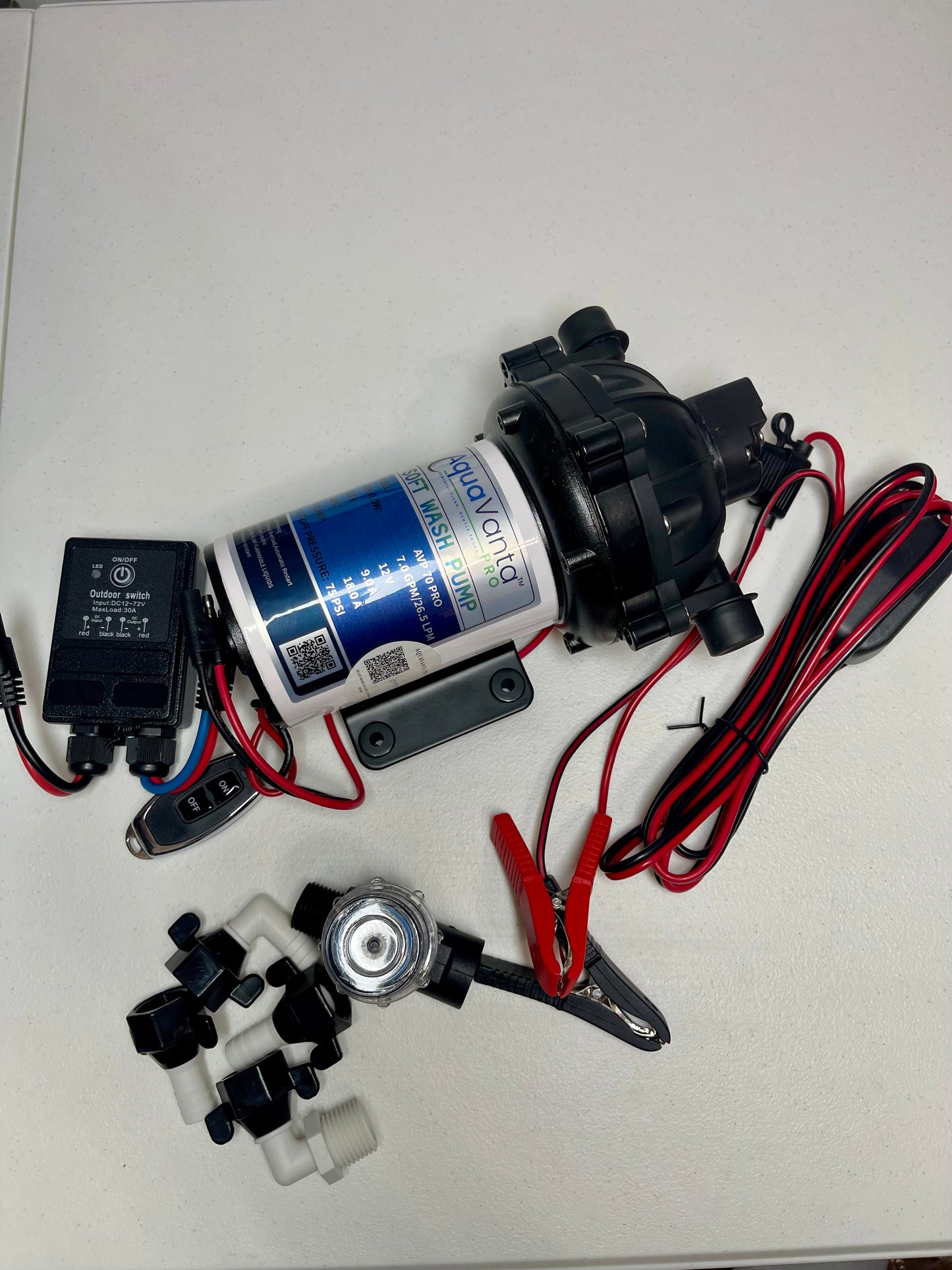 12V Automatic Soft Wash Pump Complete Kit with Remote | 7.0 GPM Professional System