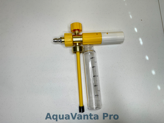 Yellow and clear device with 'AquaVanta Pro' branding on a white background