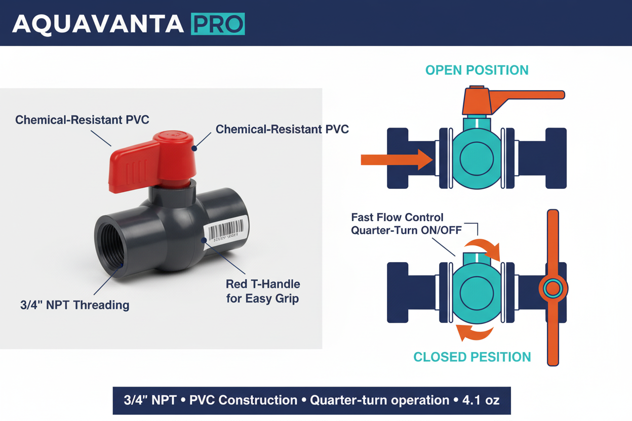 PVC Ball Valve 3/4" Diagram
